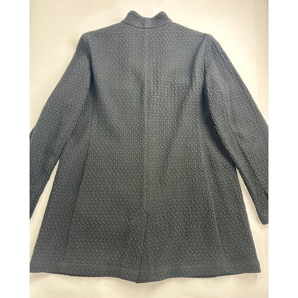 Eileen Fisher Size Petite Small Black Honeycomb High Mock Neck Overcoat Timeless - Picture 13 of 16